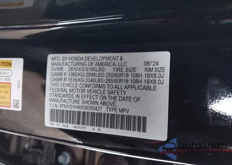 2025 Honda Pilot Ex-L from USA, damaged, VIN 5FNYG1H49SB050427